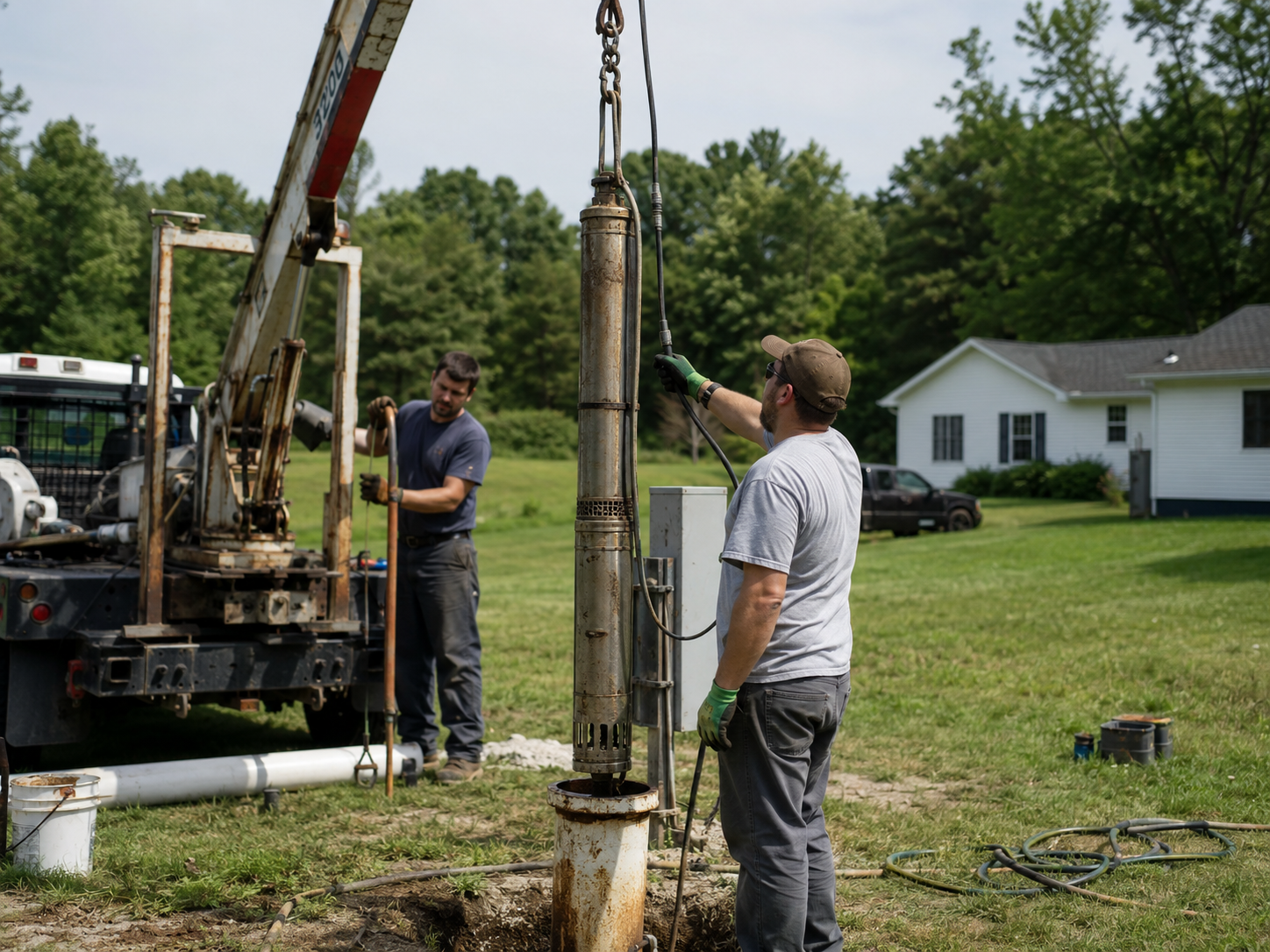 Submersible pump being serviced on the Treasure Coast
